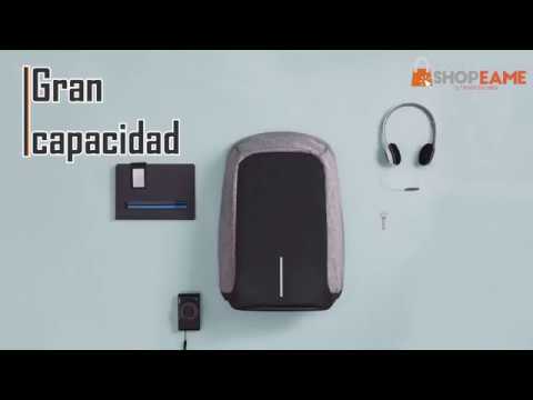 MOCHILLA ANTIRROBO IMPERMEABLE CON PUERTO DE CARGA USB GRIS ENVIO GRATIS